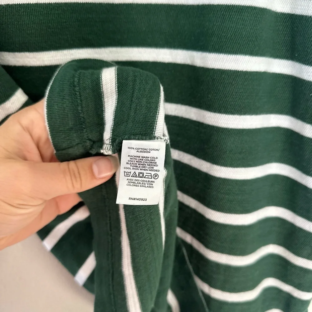 LOFT Dark Green and White Striped Sleeveless Tank - Picture 3 of 7